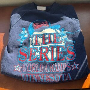 1987 Minnesota Twins World Champs Series Navy Blue Graphic Sweatshirt
